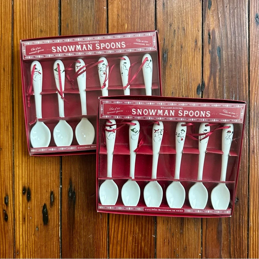 Set of 2 boxes NWT 2000s William-Sonoma Snowman Spoons